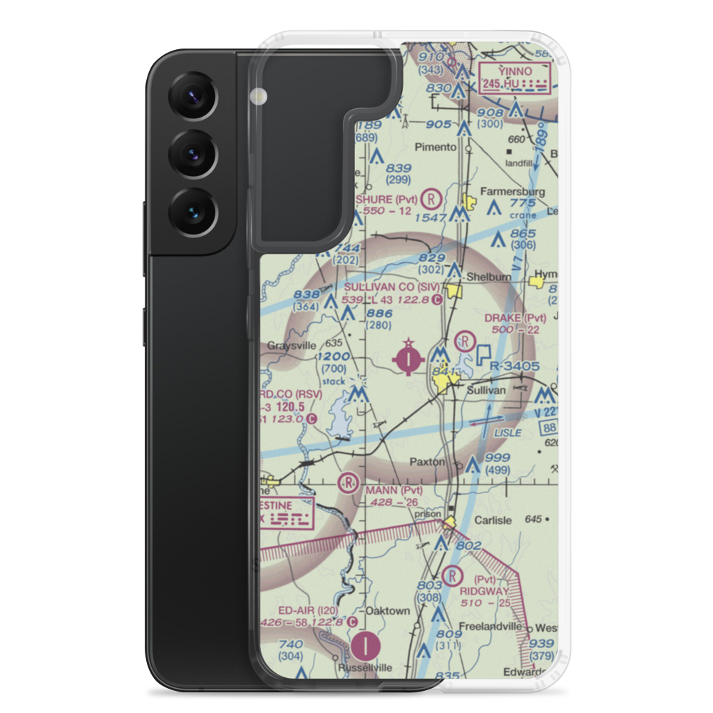 Sullivan County Airport (SIV) VFR Sectional Samsung Case Samsung Galaxy S22 Plus model shown