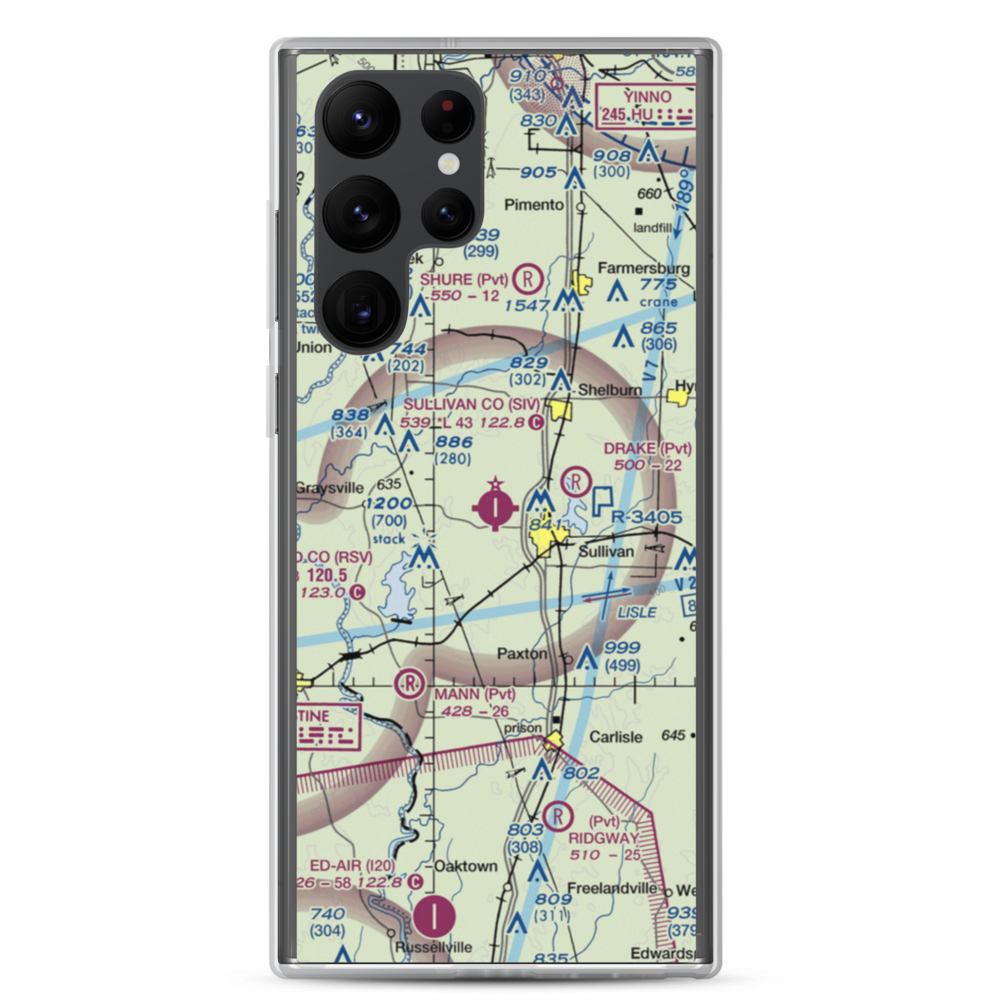 Sullivan County Airport (SIV) VFR Sectional Samsung Case Samsung Galaxy S22 Ultra model shown