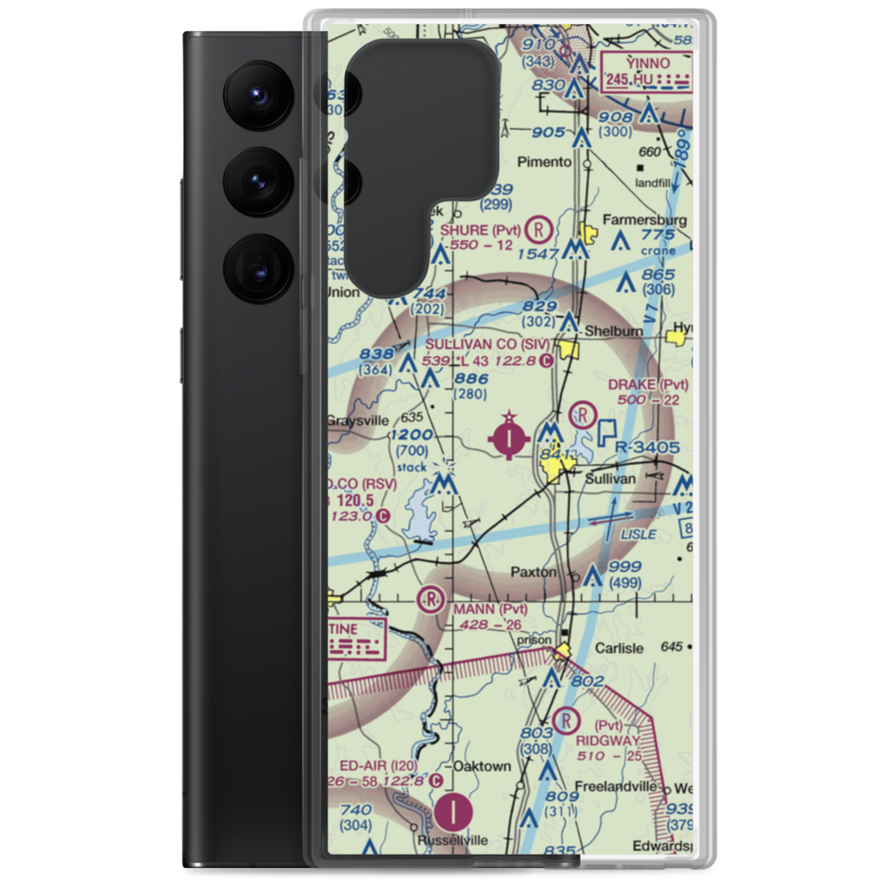 Sullivan County Airport (SIV) VFR Sectional Samsung Case Samsung Galaxy S22 Ultra model shown