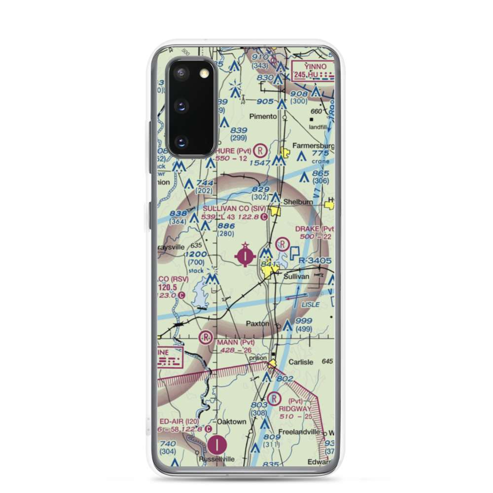 Sullivan County Airport (SIV) VFR Sectional Samsung Case Samsung Galaxy S20 model shown