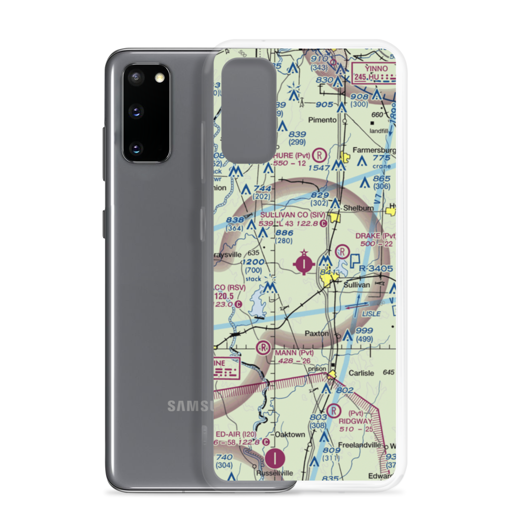 Sullivan County Airport (SIV) VFR Sectional Samsung Case Samsung Galaxy S20 model shown