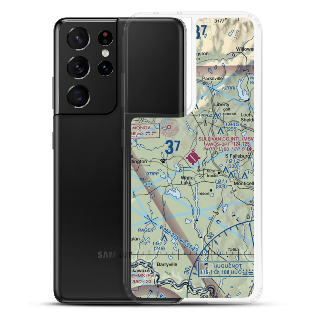 Sullivan County International Airport (MSV) VFR Sectional Samsung Case Samsung Galaxy S21 Ultra model shown