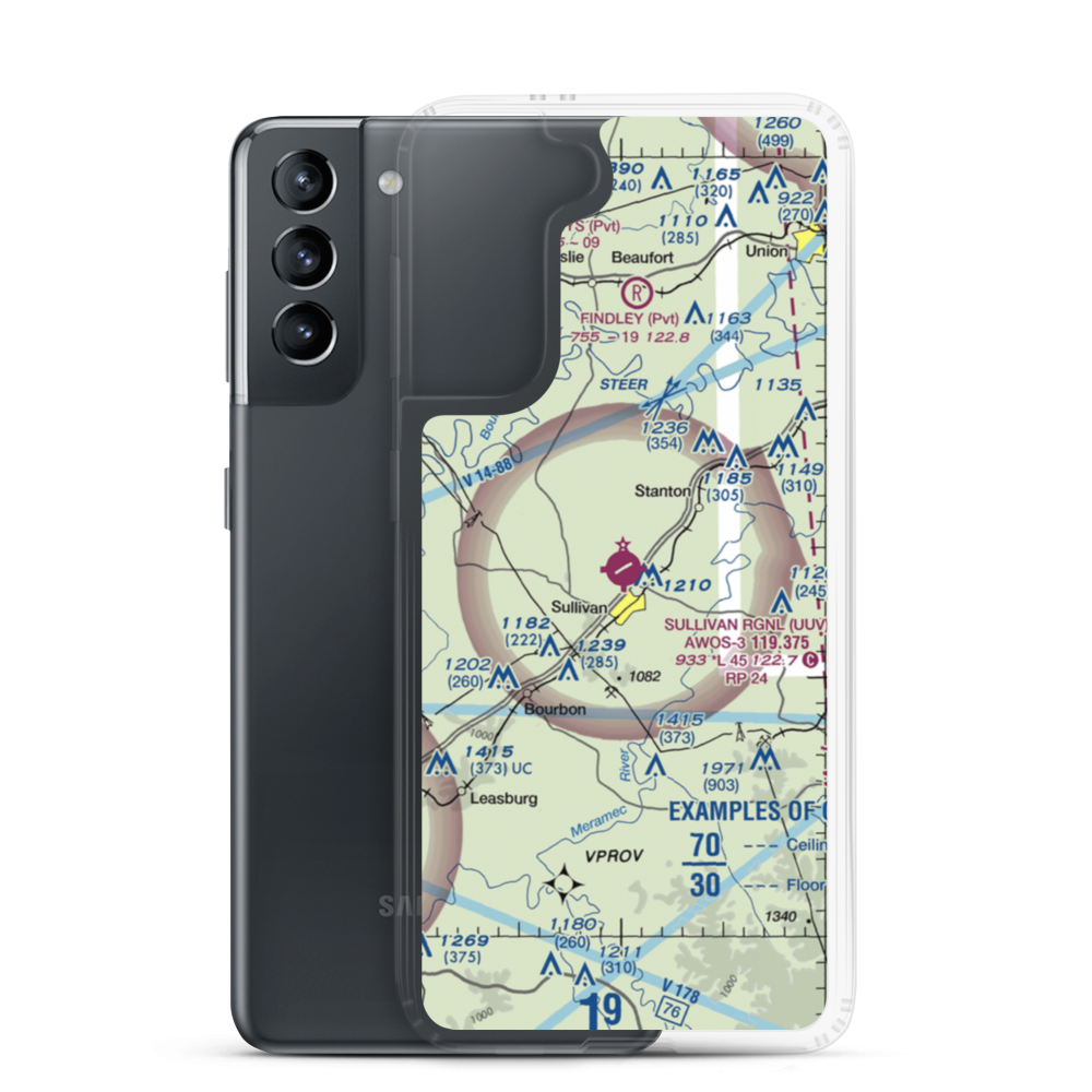 Sullivan Regional Airport (UUV) VFR Sectional Samsung Case Samsung Galaxy S21 model shown