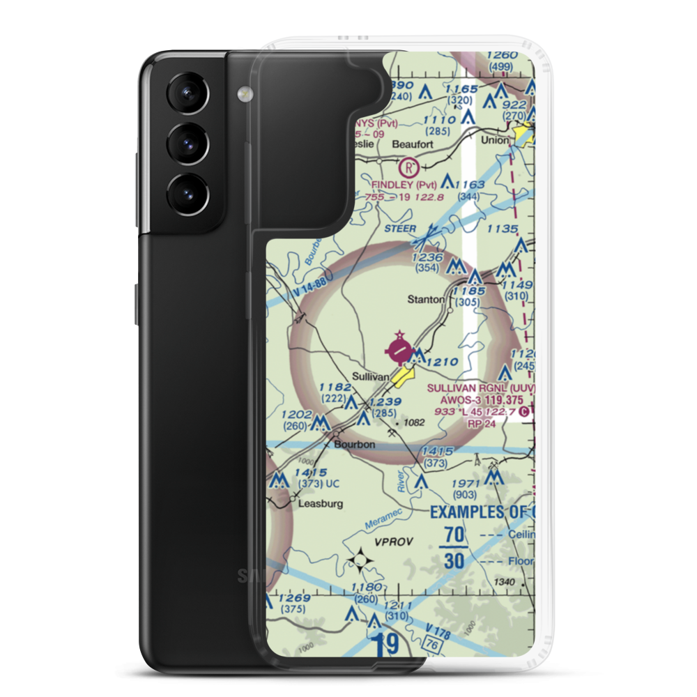 Sullivan Regional Airport (UUV) VFR Sectional Samsung Case Samsung Galaxy S21 Plus model shown