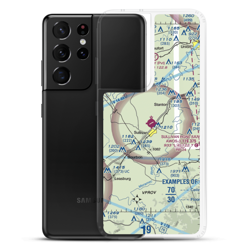 Sullivan Regional Airport (UUV) VFR Sectional Samsung Case Samsung Galaxy S21 Ultra model shown