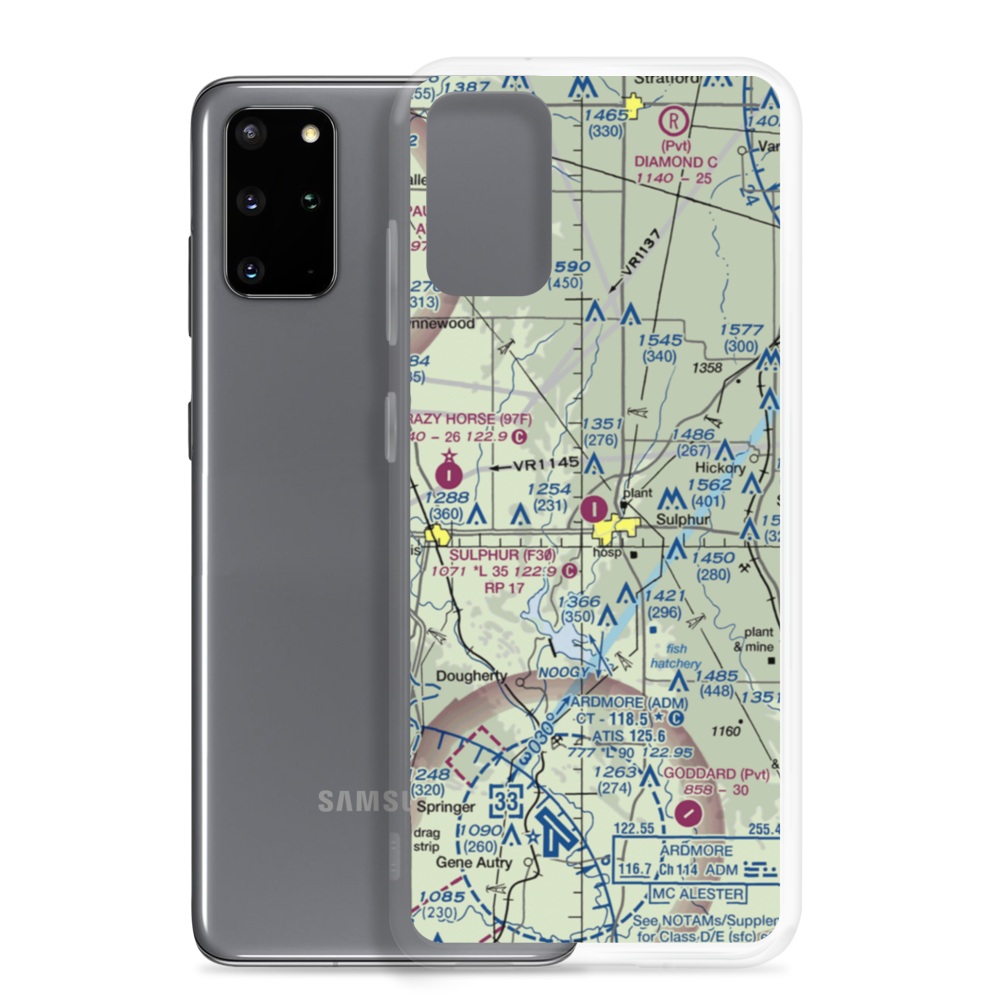Sulphur Municipal Airport (F30) VFR Sectional Samsung Case Samsung Galaxy S20 Plus model shown