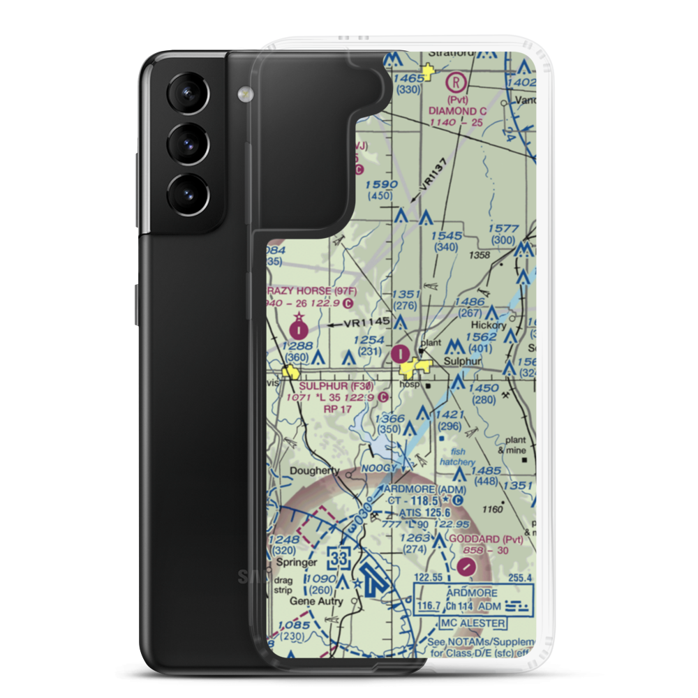 Sulphur Municipal Airport (F30) VFR Sectional Samsung Case Samsung Galaxy S21 Plus model shown