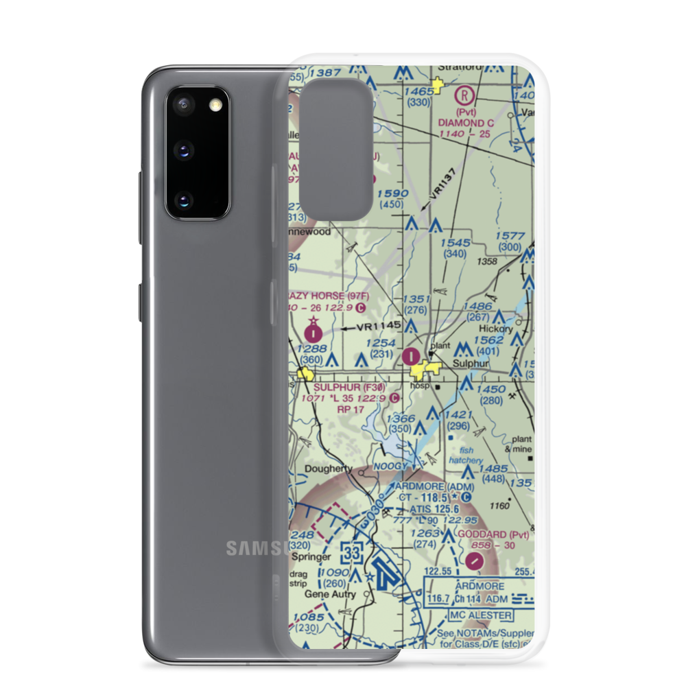 Sulphur Municipal Airport (F30) VFR Sectional Samsung Case Samsung Galaxy S20 model shown