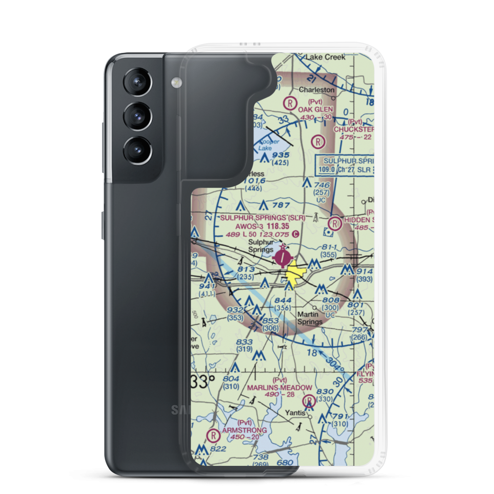 Sulphur Springs Municipal Airport (SLR) VFR Sectional Samsung Case Samsung Galaxy S21 model shown