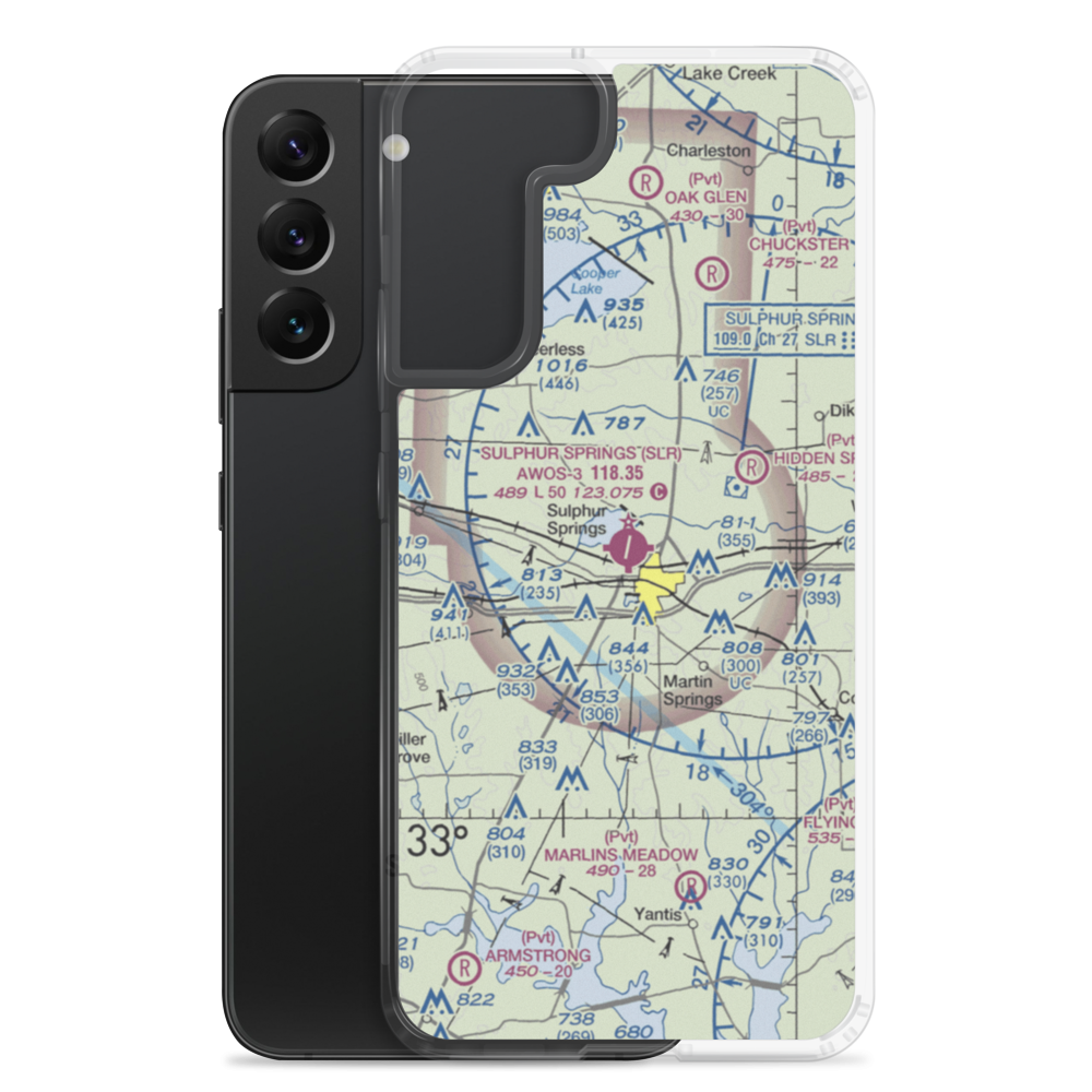 Sulphur Springs Municipal Airport (SLR) VFR Sectional Samsung Case Samsung Galaxy S22 Plus model shown