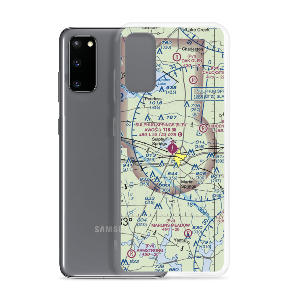 Sulphur Springs Municipal Airport (SLR) VFR Sectional Samsung Case Samsung Galaxy S20 model shown