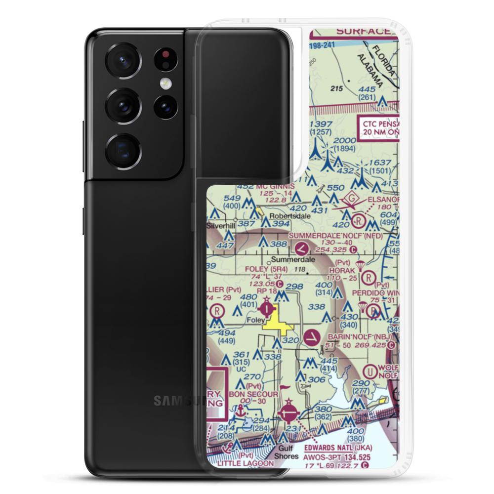 Summerdale Nolf Airport (NFD) VFR Sectional Samsung Case Samsung Galaxy S21 Ultra model shown