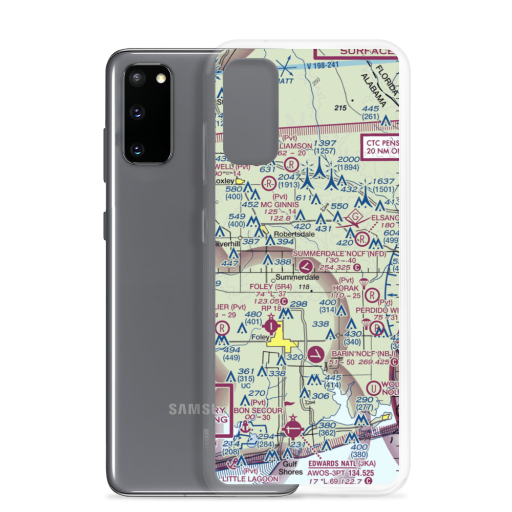 Summerdale Nolf Airport (NFD) VFR Sectional Samsung Case Samsung Galaxy S20 model shown