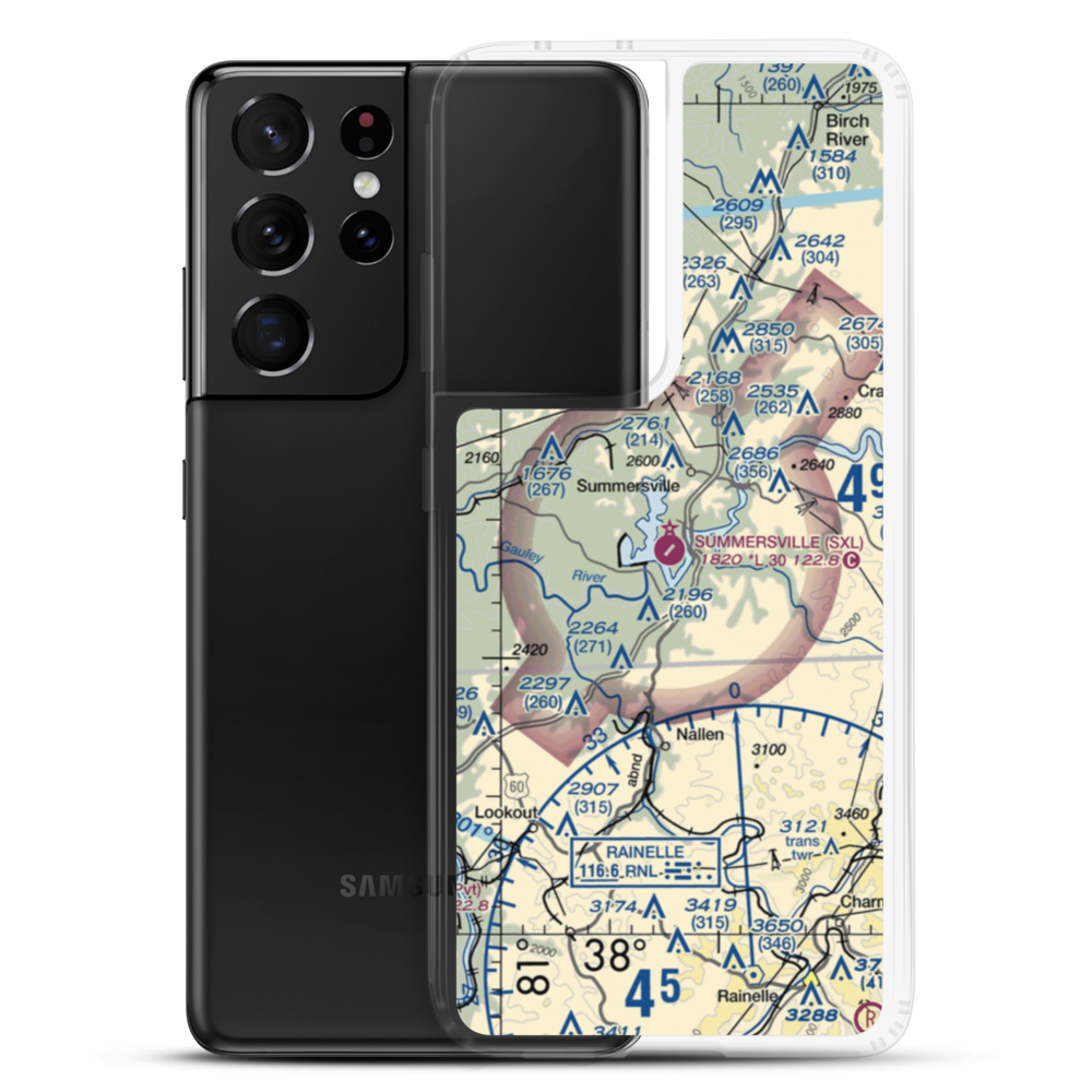 Summersville Airport (SXL) VFR Sectional Samsung Case Samsung Galaxy S21 Ultra model shown