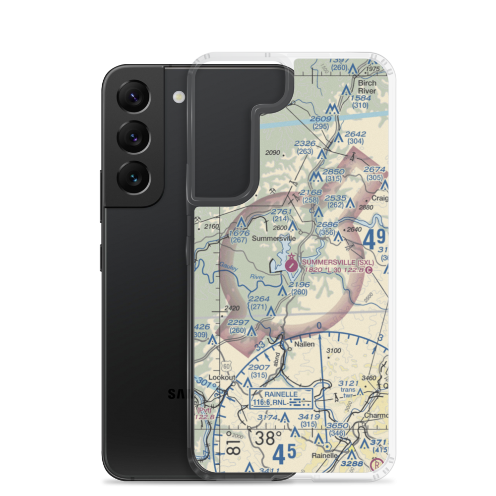 Summersville Airport (SXL) VFR Sectional Samsung Case Samsung Galaxy S22 model shown