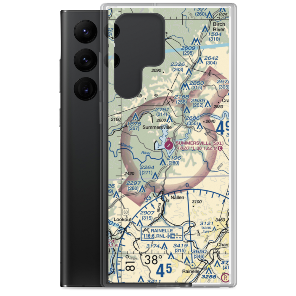Summersville Airport (SXL) VFR Sectional Samsung Case Samsung Galaxy S22 Ultra model shown