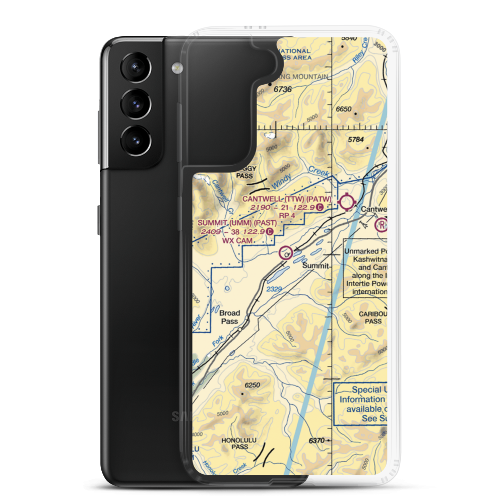 Summit Airport (UMM) VFR Sectional Samsung Case Samsung Galaxy S21 Plus model shown
