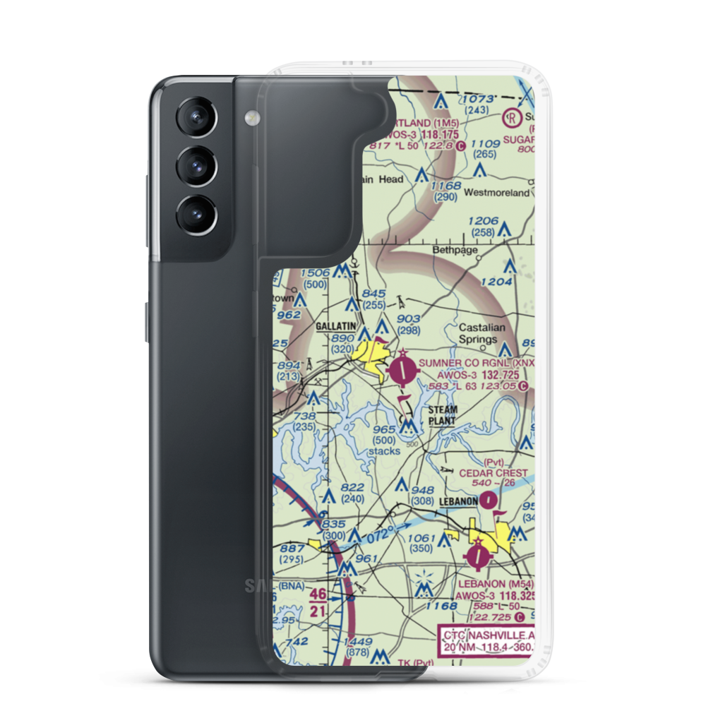 Sumner County Regional Airport (XNX) VFR Sectional Samsung Case Samsung Galaxy S21 model shown