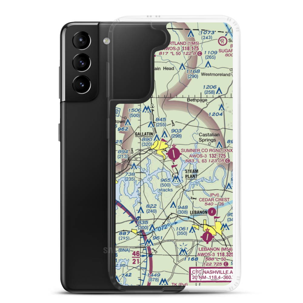 Sumner County Regional Airport (XNX) VFR Sectional Samsung Case Samsung Galaxy S21 Plus model shown