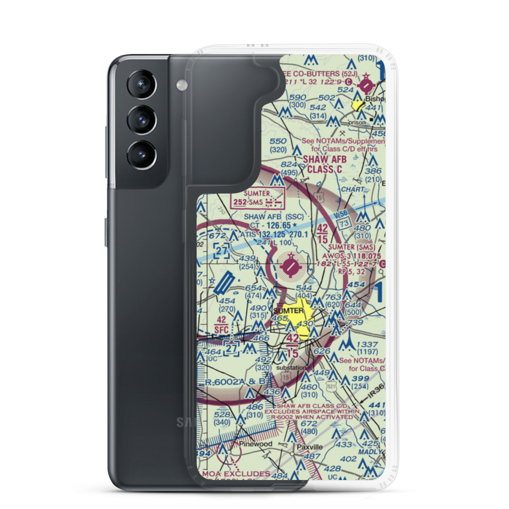 Sumter Airport (SMS) VFR Sectional Samsung Case Samsung Galaxy S21 model shown