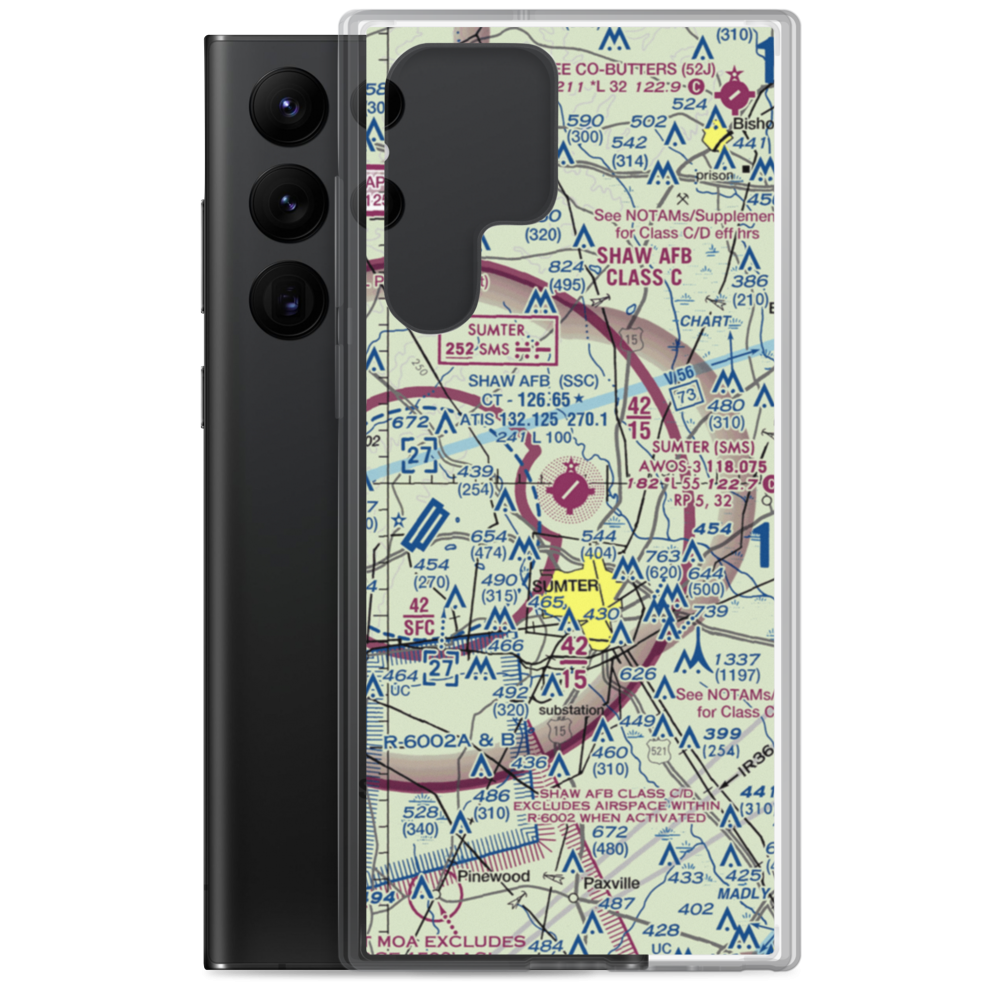 Sumter Airport (SMS) VFR Sectional Samsung Case Samsung Galaxy S22 Ultra model shown