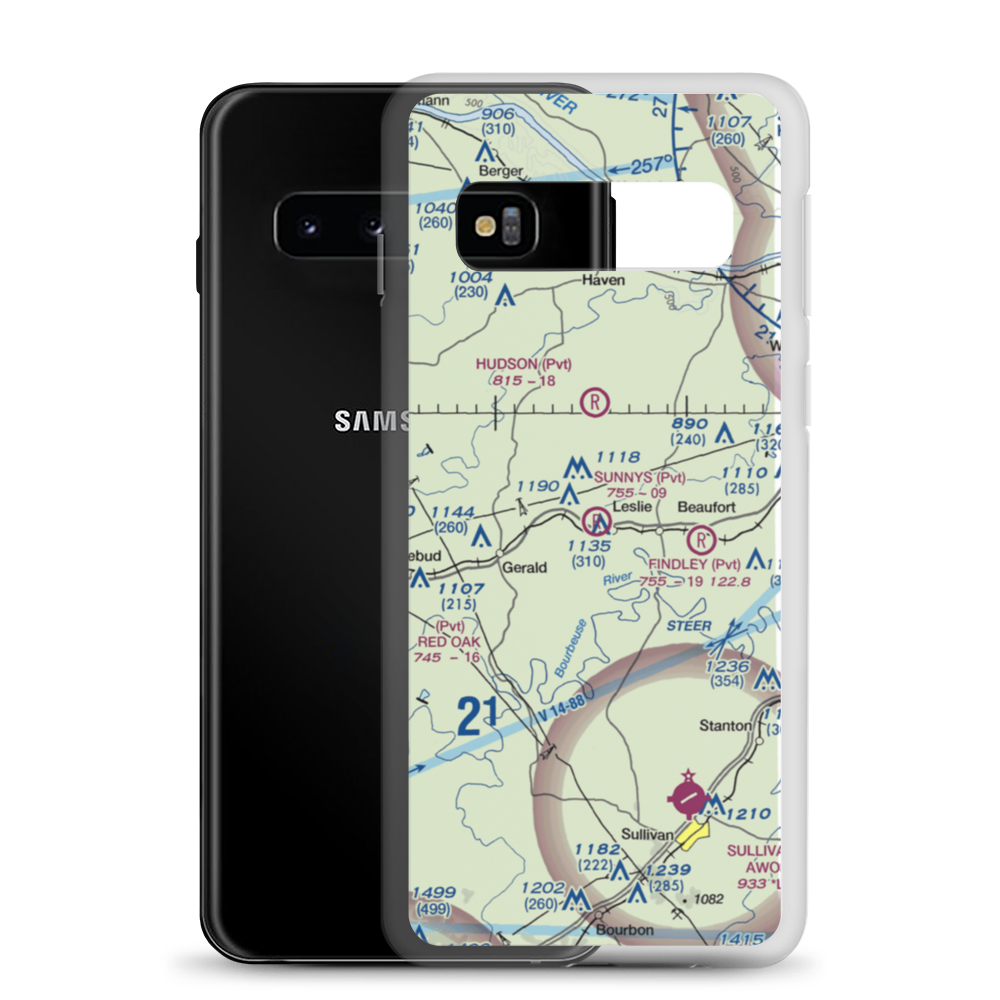 Sunnys Field Airport (72MO) VFR Sectional Samsung Case Samsung Galaxy S10 model shown