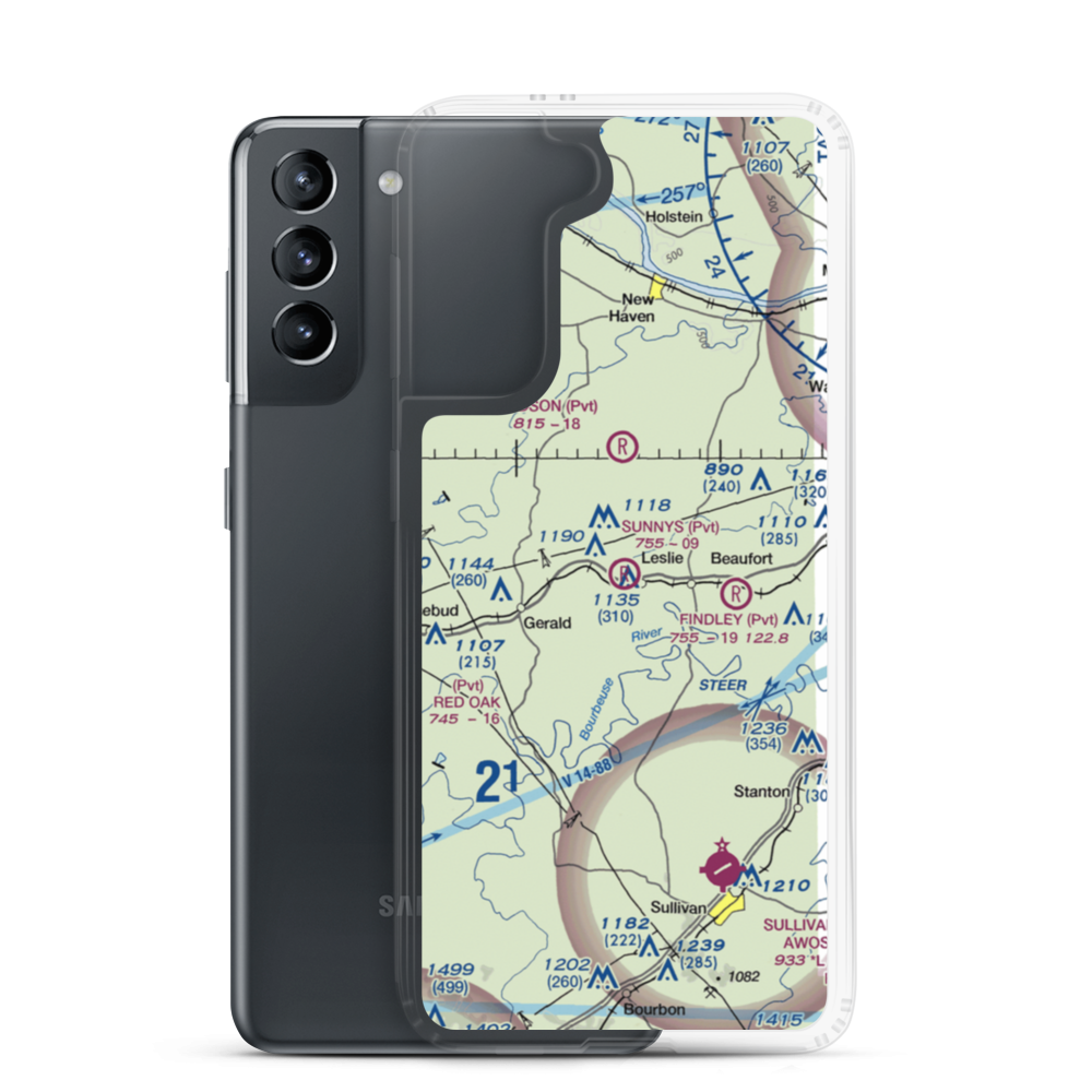 Sunnys Field Airport (72MO) VFR Sectional Samsung Case Samsung Galaxy S21 model shown