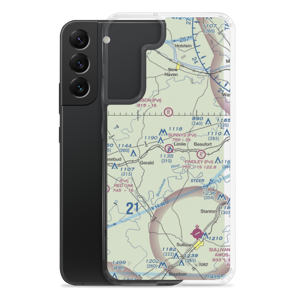 Sunnys Field Airport (72MO) VFR Sectional Samsung Case Samsung Galaxy S22 Plus model shown