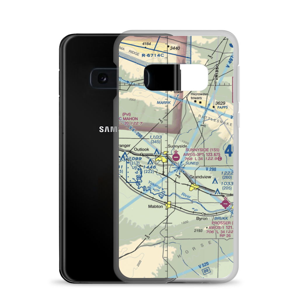 Sunnyside Municipal Airport (1S5) VFR Sectional Samsung Case Samsung Galaxy S10e model shown