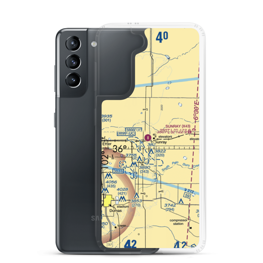 Sunray Airport (X43) VFR Sectional Samsung Case Samsung Galaxy S21 model shown