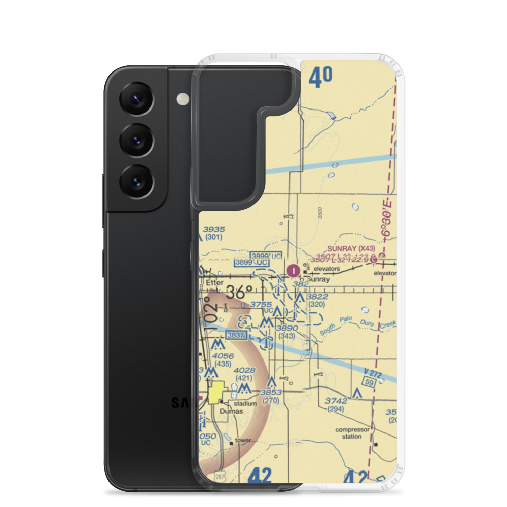Sunray Airport (X43) VFR Sectional Samsung Case Samsung Galaxy S22 model shown