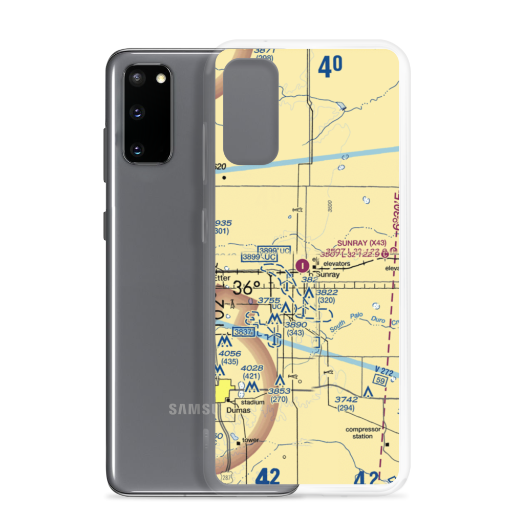 Sunray Airport (X43) VFR Sectional Samsung Case Samsung Galaxy S20 model shown