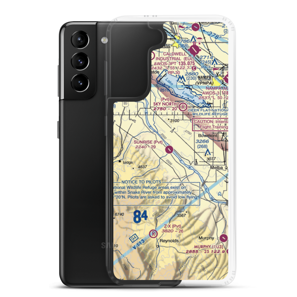 Sunrise Skypark Airport (ID40) VFR Sectional Samsung Case Samsung Galaxy S21 Plus model shown