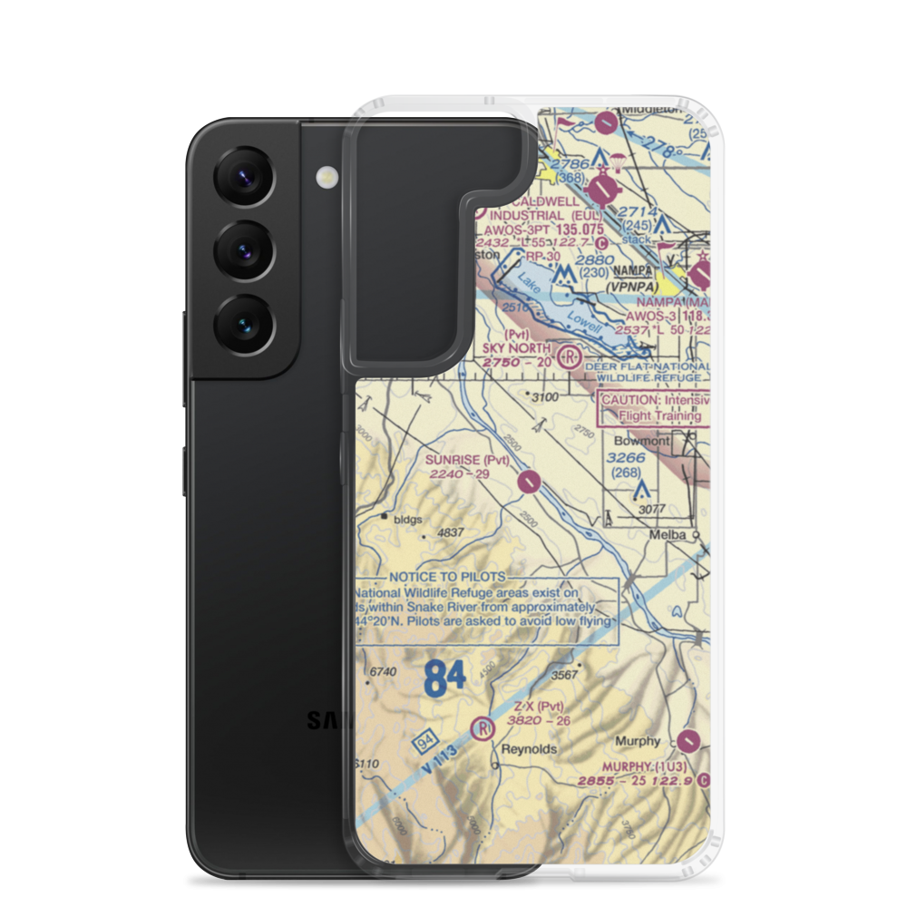 Sunrise Skypark Airport (ID40) VFR Sectional Samsung Case Samsung Galaxy S22 model shown