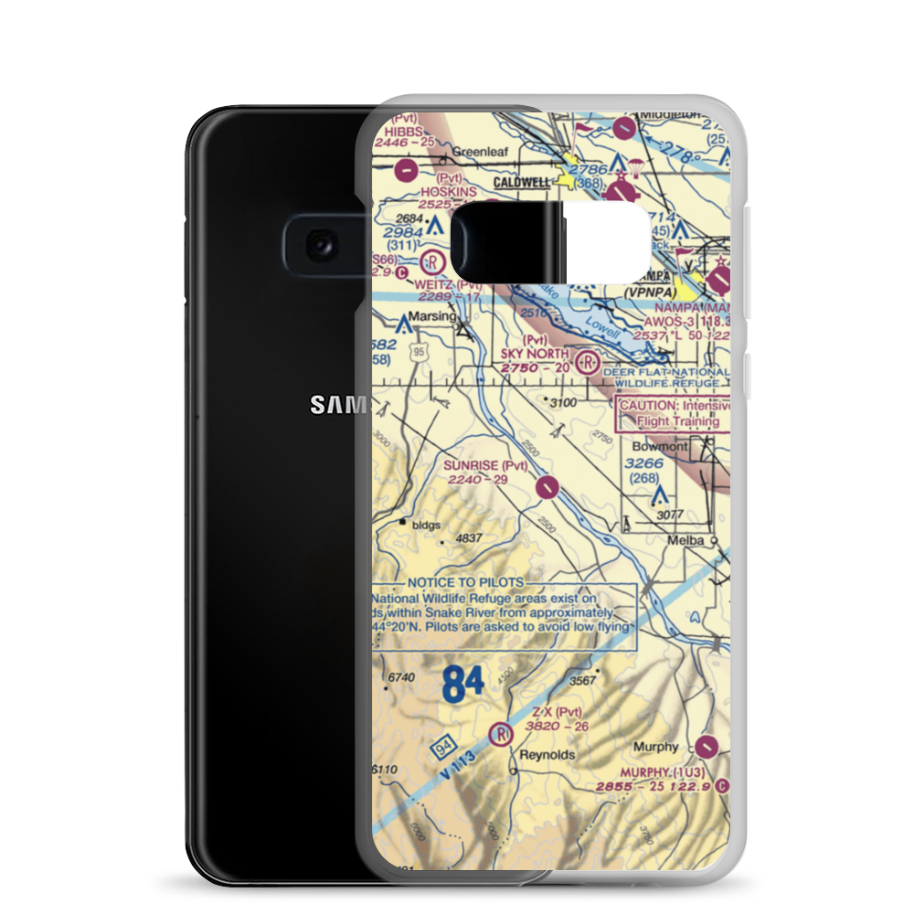 Sunrise Skypark Airport (ID40) VFR Sectional Samsung Case Samsung Galaxy S10e model shown