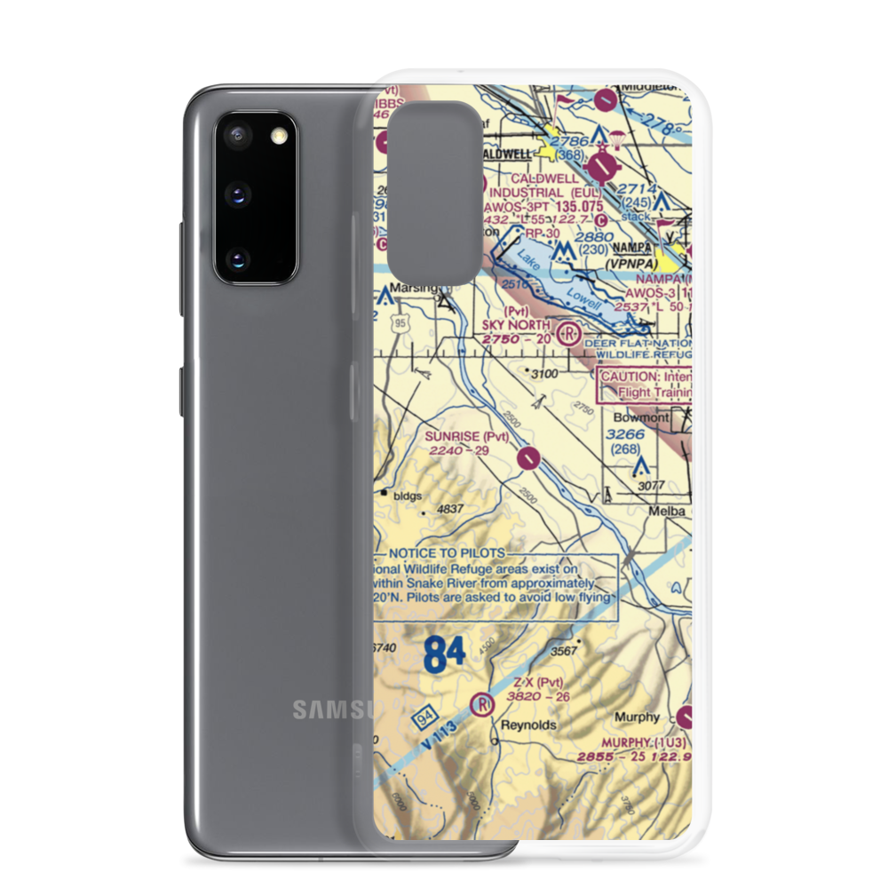 Sunrise Skypark Airport (ID40) VFR Sectional Samsung Case Samsung Galaxy S20 model shown