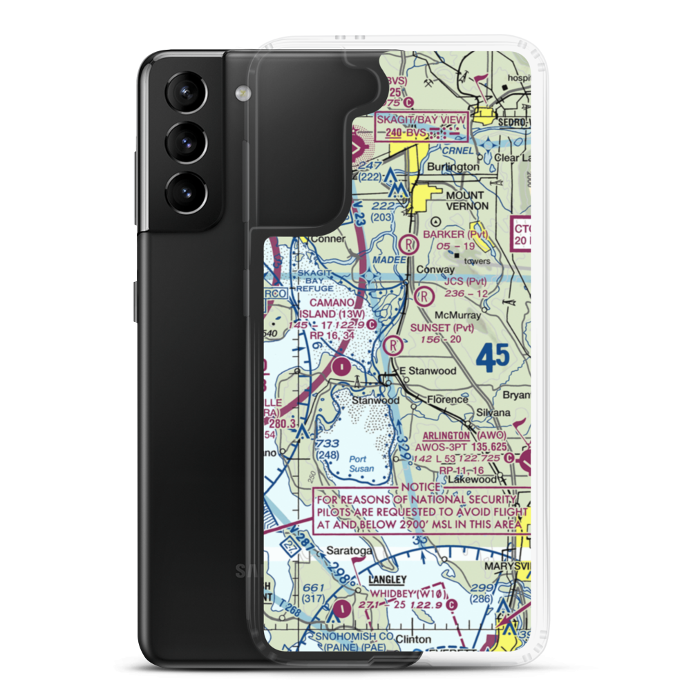 Sunset Airport (15WA) VFR Sectional Samsung Case Samsung Galaxy S21 Plus model shown