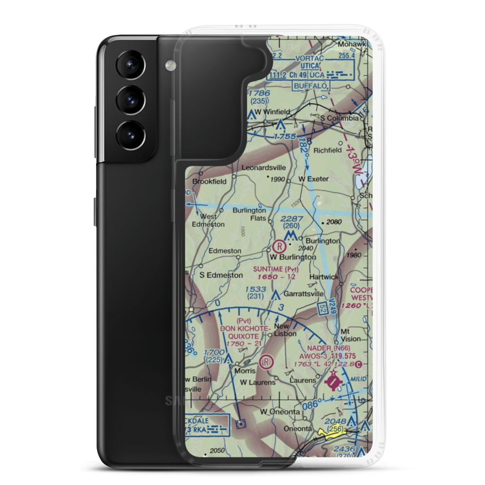 Suntime Airport (8NK6) VFR Sectional Samsung Case Samsung Galaxy S21 Plus model shown