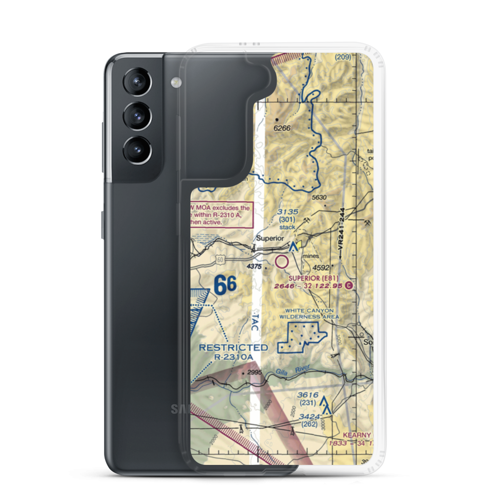 Superior Municipal Airport (E81) VFR Sectional Samsung Case Samsung Galaxy S21 model shown