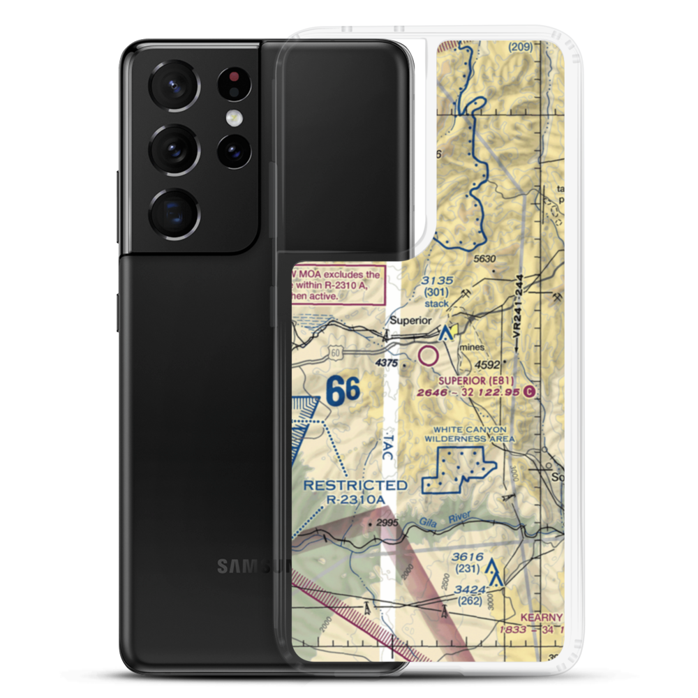 Superior Municipal Airport (E81) VFR Sectional Samsung Case Samsung Galaxy S21 Ultra model shown