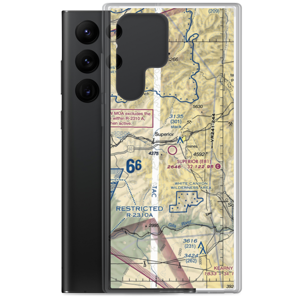 Superior Municipal Airport (E81) VFR Sectional Samsung Case Samsung Galaxy S22 Ultra model shown