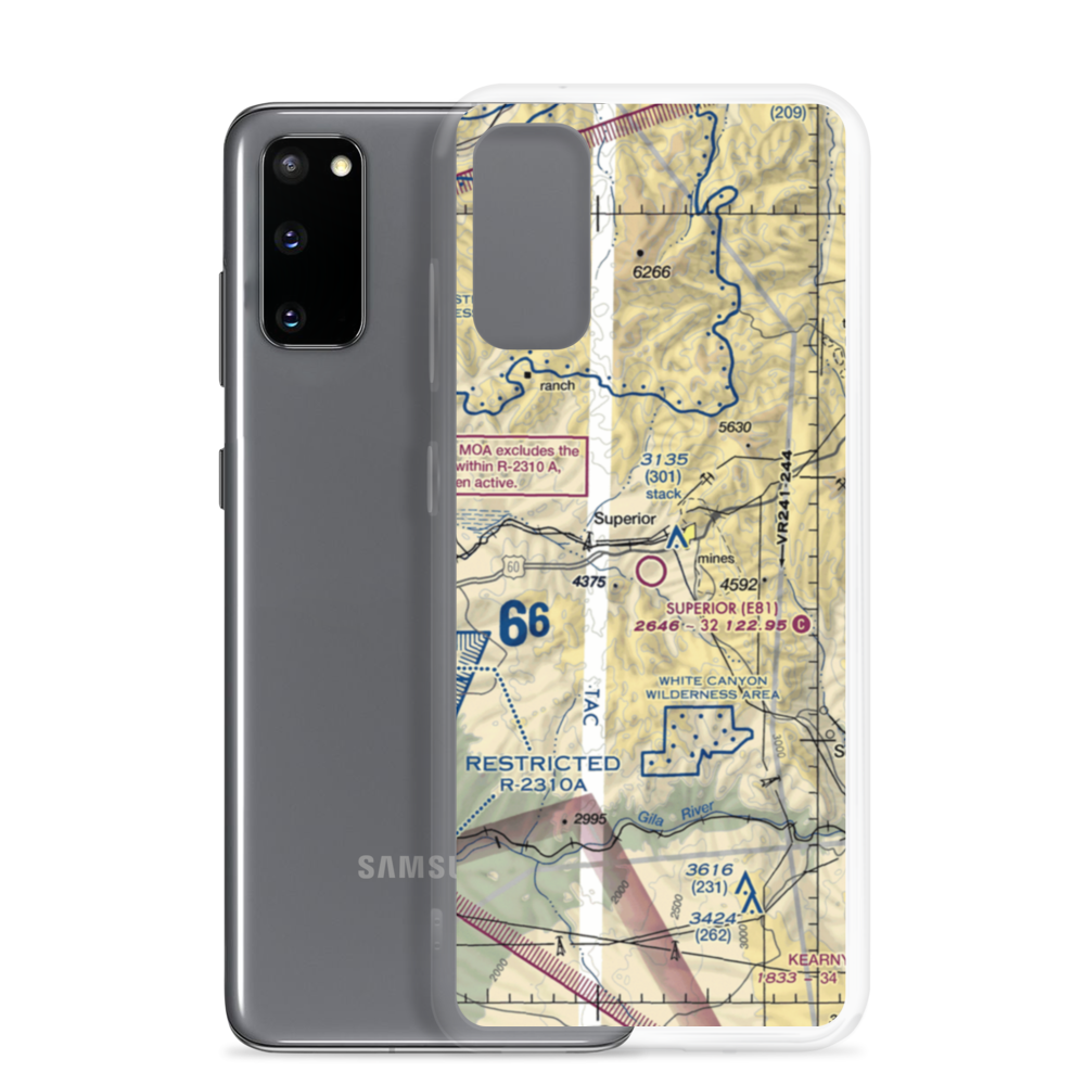 Superior Municipal Airport (E81) VFR Sectional Samsung Case Samsung Galaxy S20 model shown