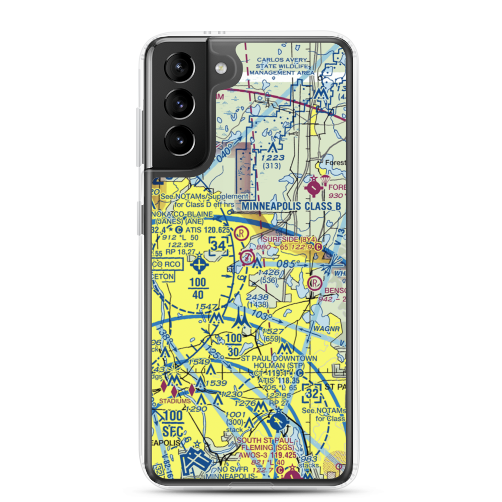 Surfside Airport (MN24) VFR Sectional Samsung Case Samsung Galaxy S21 Plus model shown