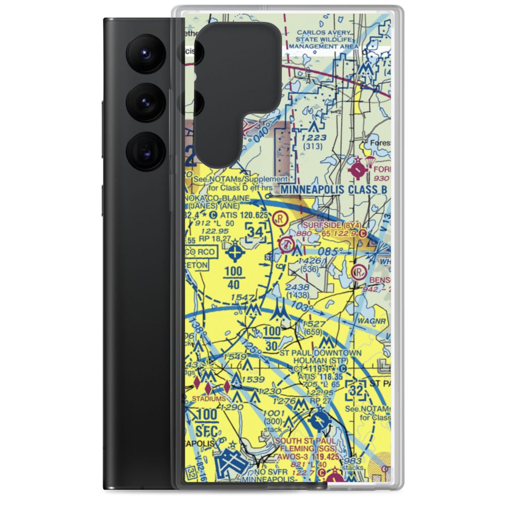 Surfside Airport (MN24) VFR Sectional Samsung Case Samsung Galaxy S22 Ultra model shown