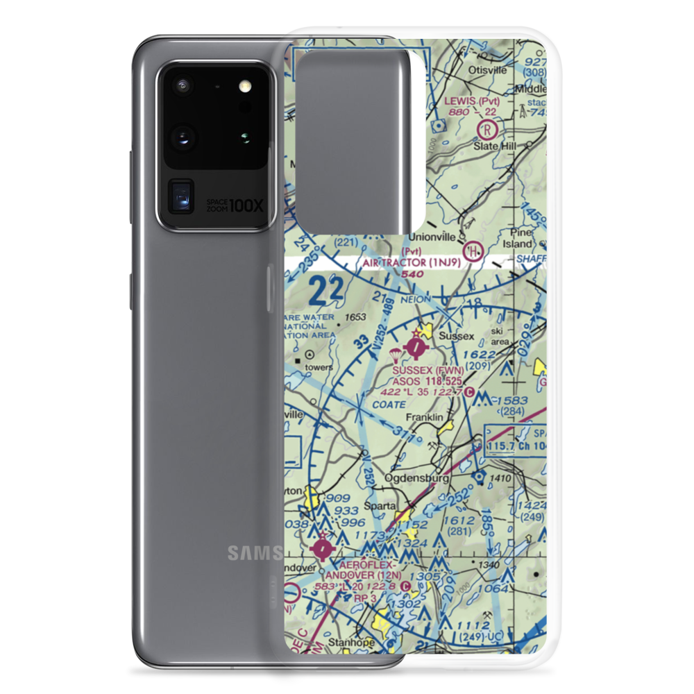 Sussex Airport (FWN) VFR Sectional Samsung Case Samsung Galaxy S20 Ultra model shown