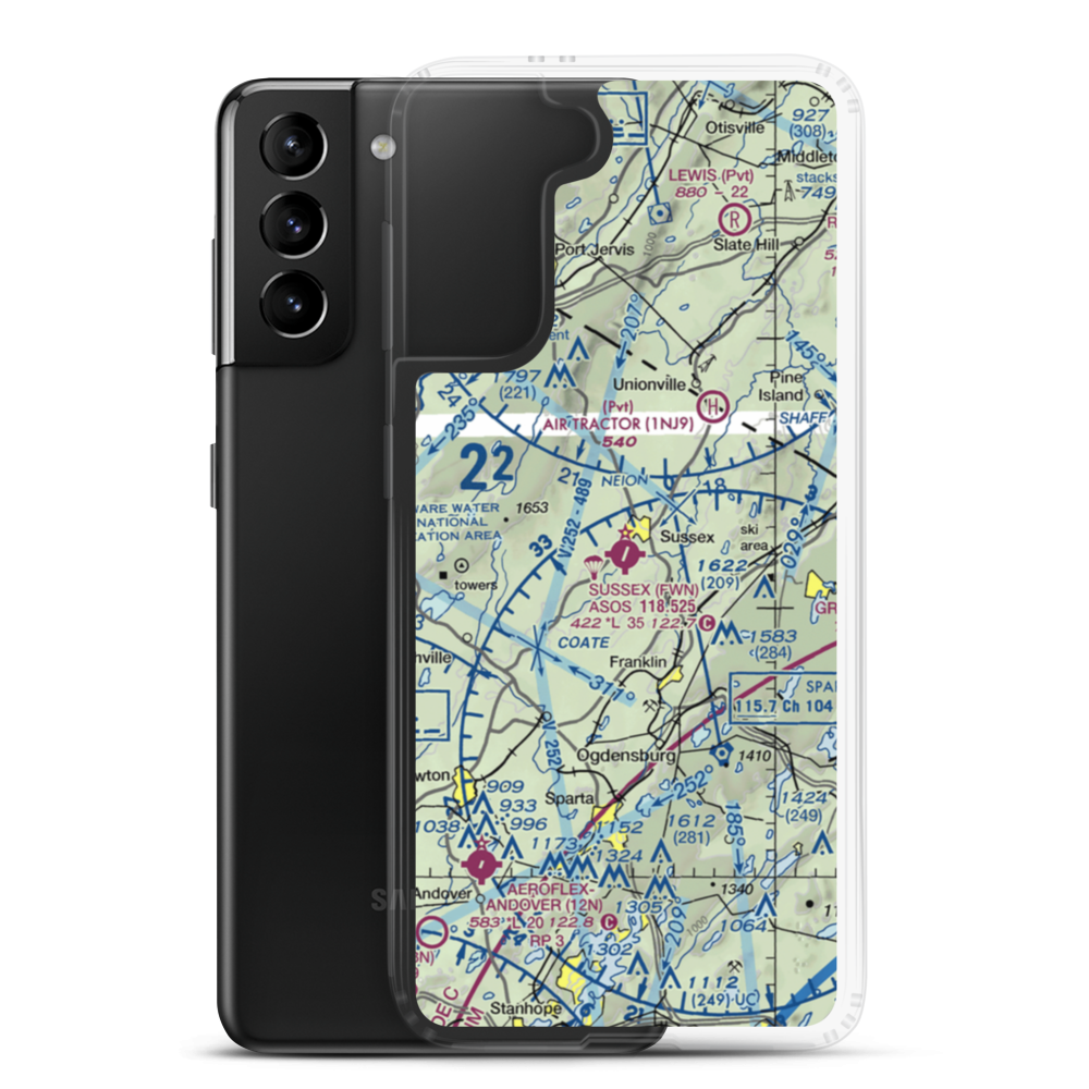 Sussex Airport (FWN) VFR Sectional Samsung Case Samsung Galaxy S21 Plus model shown