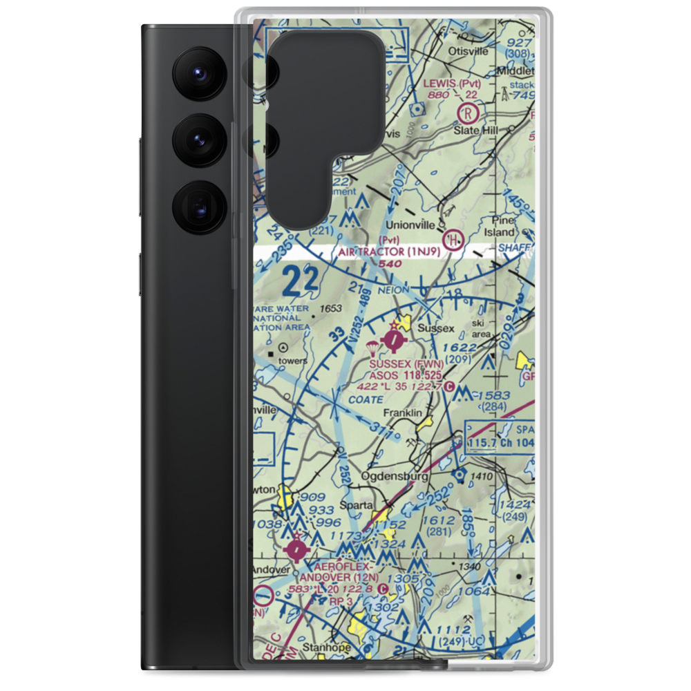 Sussex Airport (FWN) VFR Sectional Samsung Case Samsung Galaxy S22 Ultra model shown