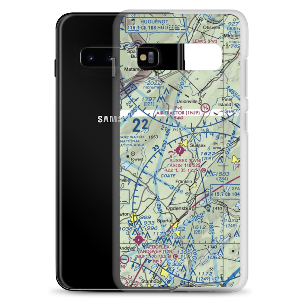 Sussex Airport (FWN) VFR Sectional Samsung Case Samsung Galaxy S10+ model shown
