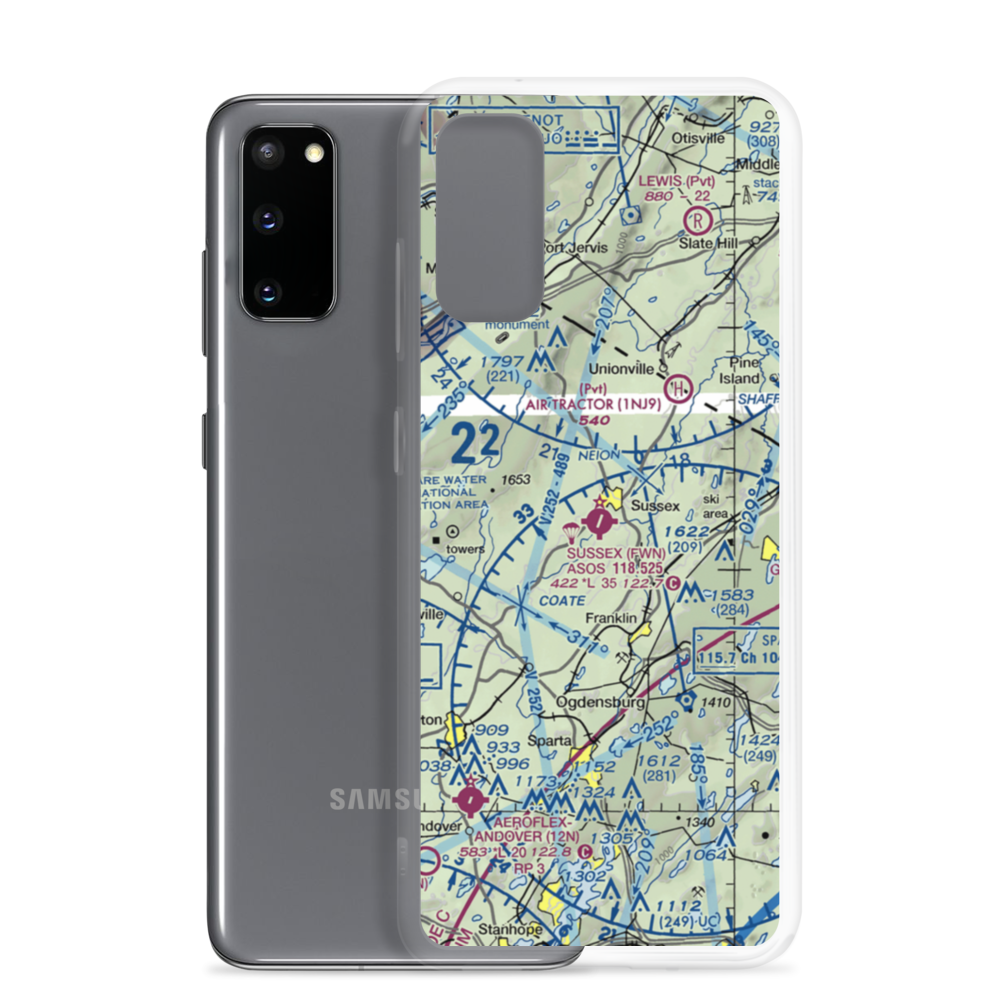Sussex Airport (FWN) VFR Sectional Samsung Case Samsung Galaxy S20 model shown