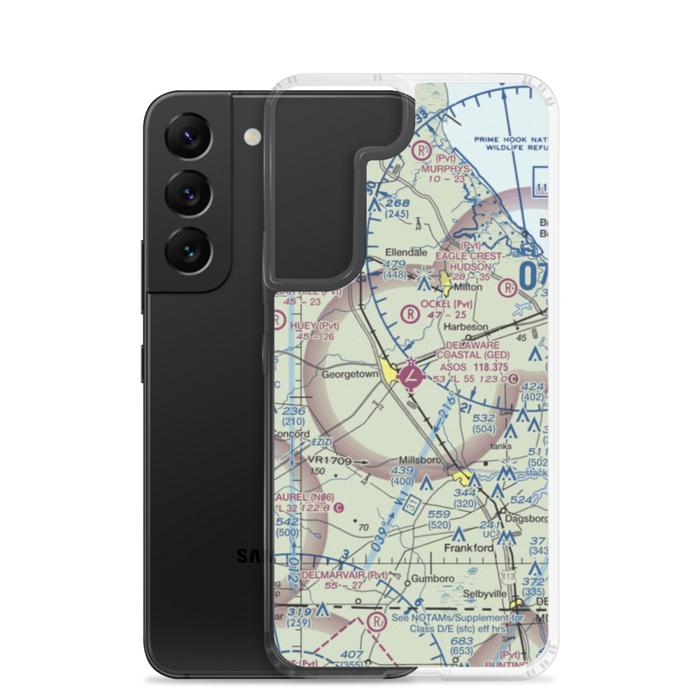 Sussex County Airport (GED) VFR Sectional Samsung Case Samsung Galaxy S22 model shown